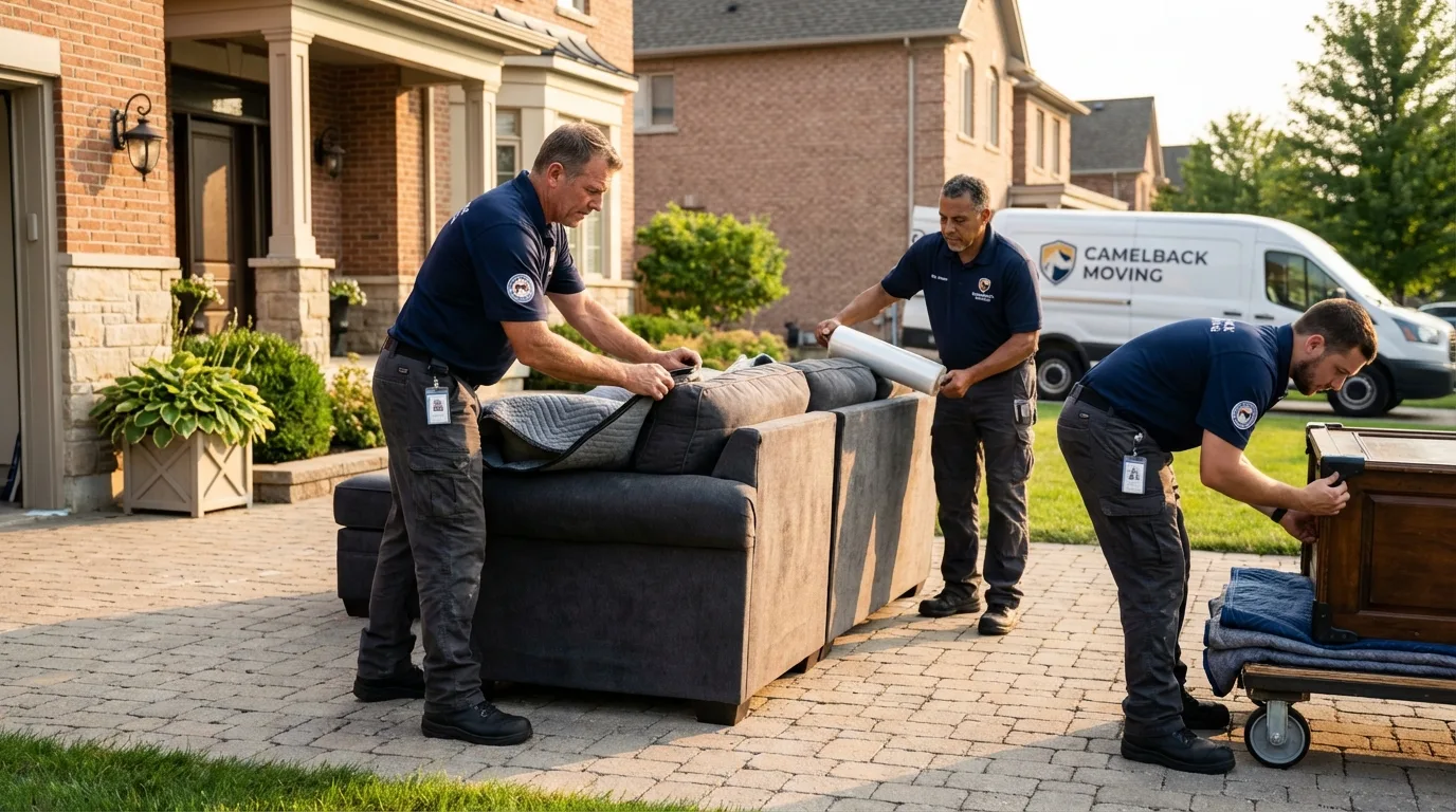 Large estate moving crew wrapping furniture in Morrison, IL