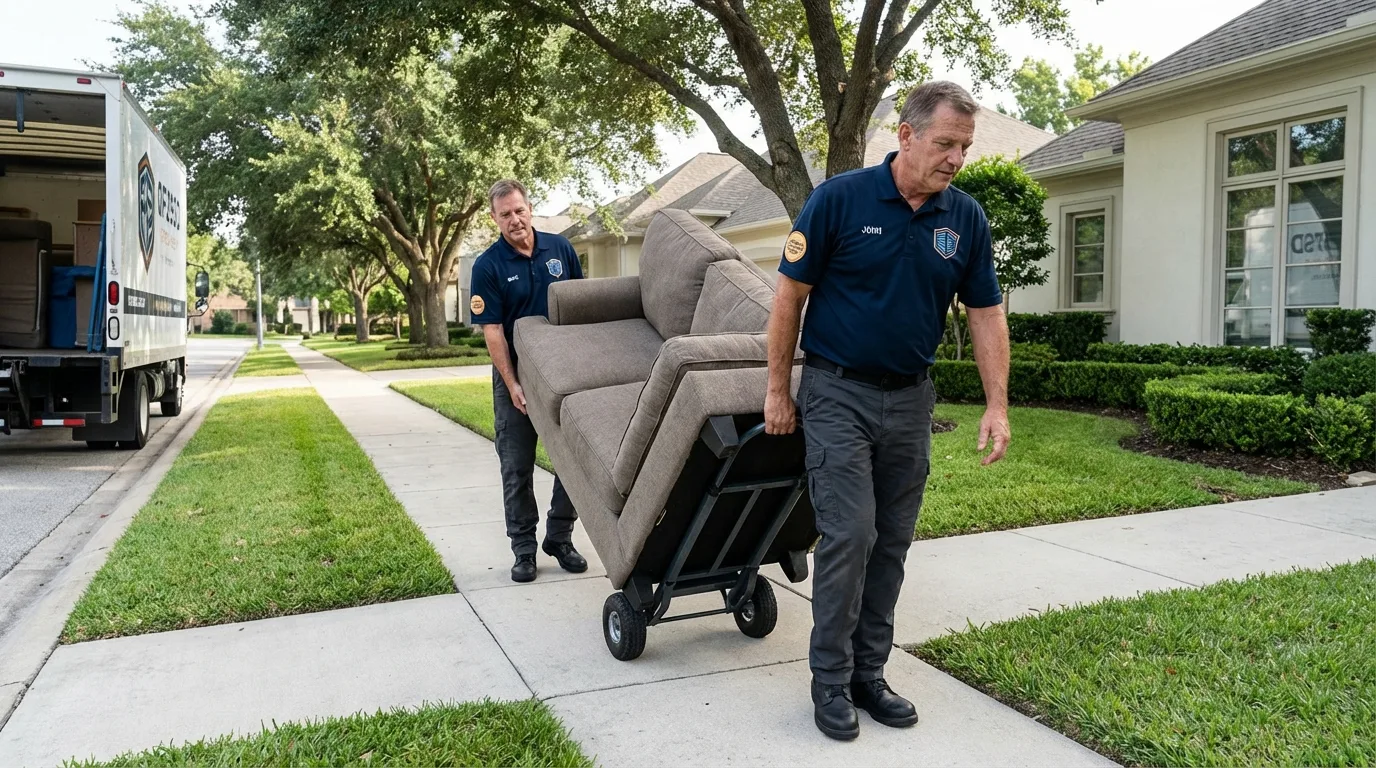 Local residential moving crew loading furniture in Morrison, IL